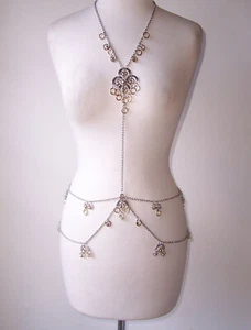 Paco Rabanne Silber Gold Kugeln Körper Kette Halskette Gürtel Harness - Bild 1 von 5