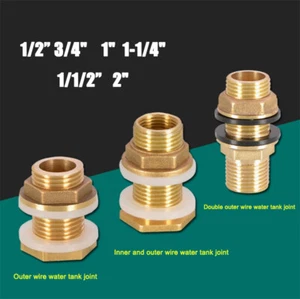 Brass Tank Adapter 1/2" 3/4" 1" - 2" Tap Connector Water Tank Hose Fitting Tool - Picture 1 of 26