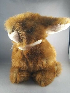 FAO Nero Coniglietto Coniglietto Marrone Peluche Rosa Orecchie Naso Seduto Alto 8” - Foto 1 di 5