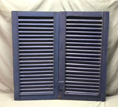 De Colección Pequeño Par Azul Persianas con Persianas de Madera Ventana Casa 18x34 907-25B Foto 1 de 4