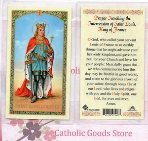 St. Saint King Louis IX with Prayer - Laminated  Holy Card 336E - Picture 1 of 3