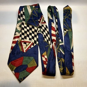 Giorgio Armani Cravatte Geometric Abstract Tie 100% Silk Made Italy 80s - Picture 1 of 2