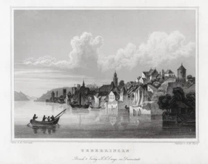 Überlingen am Bodensee, echter Stahlstich, Kurz um 1850 - Bild 1 von 2