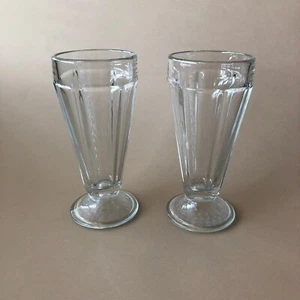 Vintage 2 Libbey Glasses,  Milkshakes/ Ice Cream Sundaes, Basket Weave Base, 60s - Picture 1 of 10