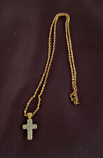 Vintage Cabouchon Necklace with small crucifix pendant
