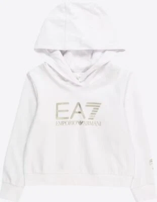 Sudadera Niña EA7 Emporio Armani Con Capucha De Algodón Logo 8NFM01 0101 Blanco - Imagen 1 de 3