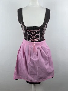 Edelnice Vintage Dirndl Dress Oktoberfest German Tyrol Folk UK 6 Pink Brown - Picture 1 of 11
