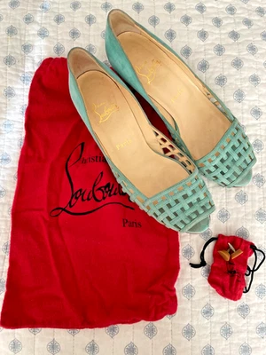 Christian Louboutin Turquesa Gamuza Jaula Gatito Tacones Talla 38 Foto 1 de 4