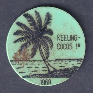 Cocos Keeling Islands.  1968 25 Cents - Green Plastic.. VF - Picture 1 of 2