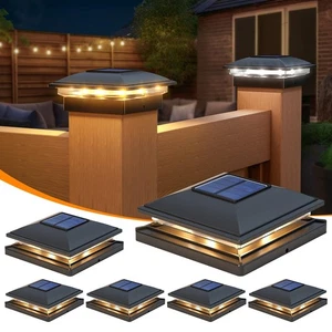 6 Pack Fence Post Solar Lights, 2 Modes(Warm/Cool Light) Outdoor Waterproof 4... - Picture 1 of 7