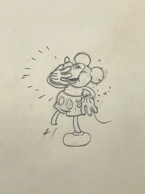Mickey Mouse Production Drawing Walt Disney 1932 Whoopee Party Cel Original Eat - Image 1 of 3