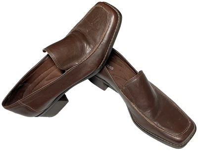 Zapatos de salón Bass Lynnae para mujer talla 8 M cuero marrón sin cordones tacón bloque Brasil Foto 1 de 4