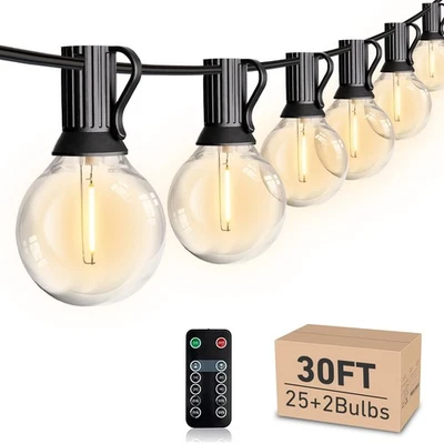 LED 30FT Outdoor String Lights with Remote Waterproof Patio Lights 27 Dimmabl... - Image 1 of 4