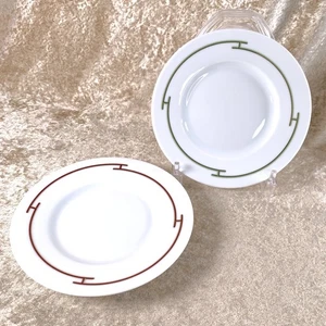 Hermes Bread Plate Rhythm Rythme Red & Green 17cm Porcelain Tableware Set of 2 - Picture 1 of 15