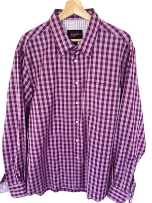 Мужская сорочка Egara фиолетовая розовая клетчатая приталенная без утюга размер XL - Изображение 1 из 4