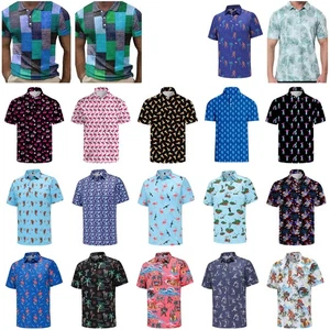 Men's Printed Collar Shirt Stylish Plaid Button Shirt Minimalist Golf Shirt - Picture 1 of 38