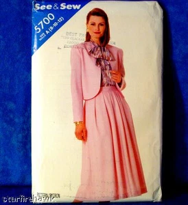 Chaqueta See & Coser, Falda Patrón de Costura 8-12 Rara 1987 De Colección Sin Cortar - Imagen 1 de 1