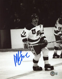 MIKE ERUZIONE SIGNED AUTOGRAPHED 8x10 PHOTO OLYMPIC GOLD HOCKEY HERO BECKETT BAS - Picture 1 of 2