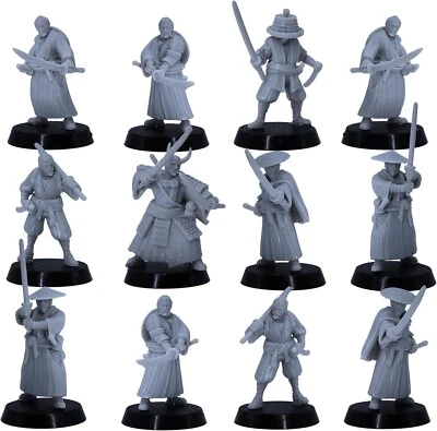 KYOUSHUNEKO MINIATURES Japanese Samurai Ronin x12 Set Miniatures, Tabletop Wargames Nippon Starter Army