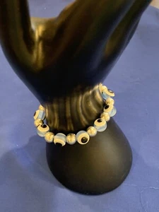 Bead Bracelet - Blue/Black With Elastic - Bild 1 von 2