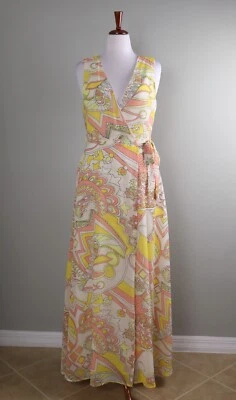 MODCLOTH NWT Retro Paisley Print True Wrap Lined Maxi Dress Size Large - Image 1 of 4