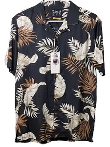 DENIM & FLOWER Comfort Stretch Print Button Up Short Sleeve Shirt Mens Sz M NWT - Picture 1 of 14