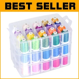Vibrant 63-Color Embroidery Thread Kit - Includes Bobbins and Tools for Easy Use - Picture 1 of 11