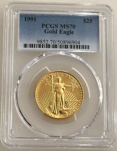 1991 $25 American Gold Eagle PCGS MS70 1/2 Oz Coin - Key Date - Picture 1 of 2
