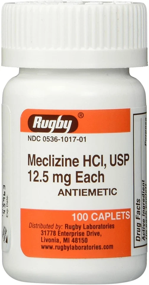 Rugby Meclizine 12.5mg Anti Nausea Vertigo (Compare to Bonine) 100ct x 3 bottles - Image 1 of 1