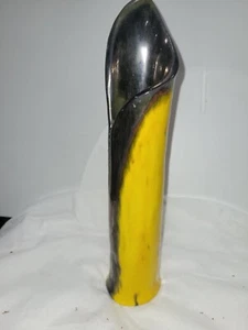 Studio Pottery Vase Mustard And Black Luster - Picture 1 of 6