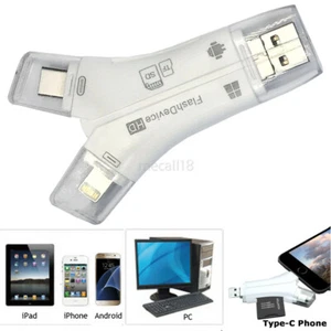 TF SD Card Reader Adapter USB Flash Drive for iPhone Macbook Type-C OTG Android - Picture 1 of 12