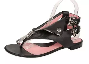 MOSCHINO schwarz BIKER Leder Reißverschluss Tanga Sandalen Gr. 36 $ 930 - Bild 1 von 7