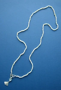 Cadena de berilo 76 cm de largo hebilla colgante de topacio con hoja de gingo de plata 925 - Imagen 1 de 9