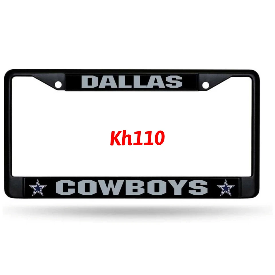 Rico Industries Cowboys Black Chrome License Plate Frame Has 2 Pre-drilled Holes