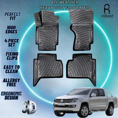 Custom Car Floor Mats Fits VW Amarok 2010-2018 TPE Rubber All Weather 3d Liners - Image 1 of 4