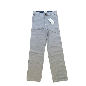 Gymboree Dress Up Boys Stripe White Grey 100% Cotton Pants Age 8-9 Size 10 Slim - Picture 1 of 5