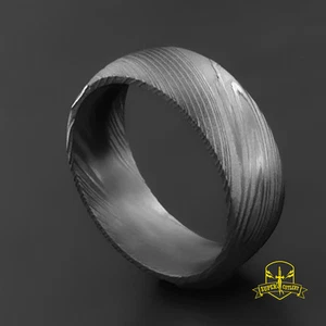 Handmade Damascus steel Wedding band for men Damascus engagement ring for men - Picture 1 of 3