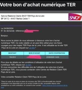 Bon d‘achat TER Pays de la Loire - Gutschein TER - Bild 1 von 1