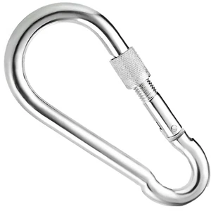 Screw Lock Steel Carabiner Snap Hooks Spring Clip Strong Heavy Duty Galvanised S - Picture 1 of 15