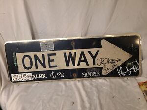 Vintage ONE WAY RIGHT Sign Real Street Vintage Retired 36" x 12 Street Graphiti