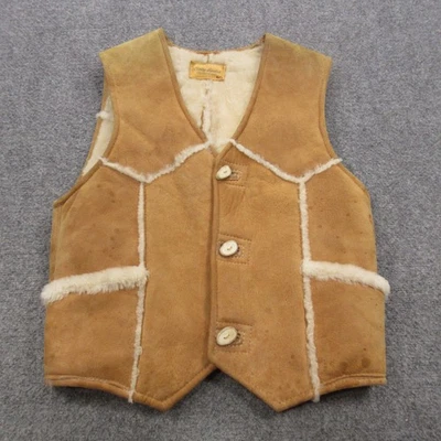 Vtg Cindy Spolek Shearling Vest Women Medium 40 Western Suede Ranch Marlboro 70s - Image 1 of 4