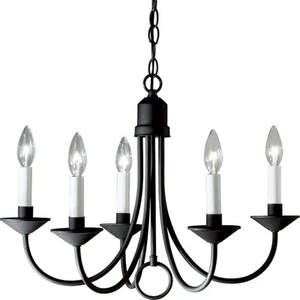 Progress Lighting P4008 Black Five Light 5-Light 21"W Taper Candle Chandelier - Picture 1 of 3