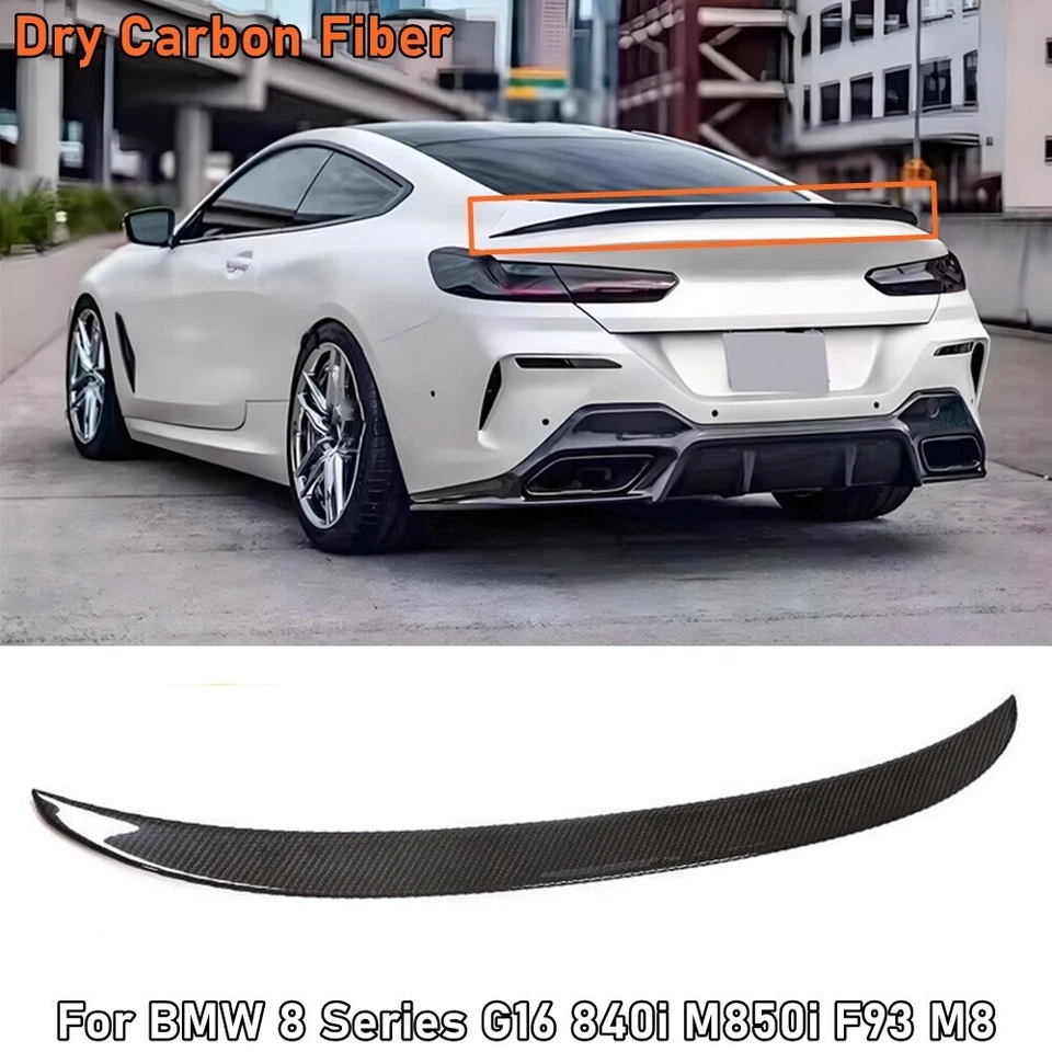 Carbono seco para BMW 8 Series G16 840i M850i F93 M8 porta-malas traseiro spoiler asa lábio EUA - Imagem 1 de 4