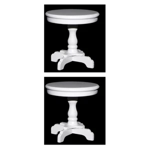 2 Pieces Mini Imitation Wooden Round Table Coffee Miniature Furniture - Bild 1 von 9