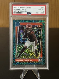 2021 Donruss Optic JaMarr Chase Rated Rookie RC Green Velocity PSA 10 #207 - Bild 1 von 2