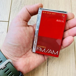 Very Rare Vintage AIWA CR-05 Mini Pocket Radio AM/FM Stereo Receiver Red Color - Picture 1 of 10