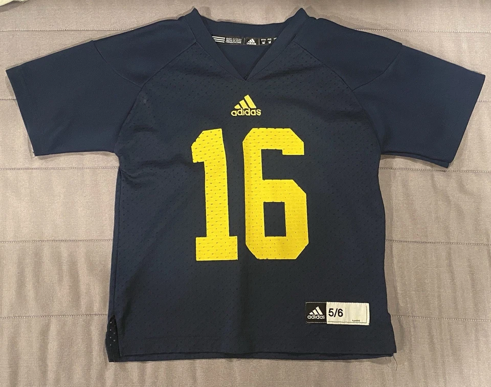 Camiseta de futebol americano University of Michigan Wolverines malha criança 5t 6t meninos meninas - Imagem 1 de 3