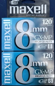 2 X Maxell 8 mm GX-MP High Quality 120 Camcorder Video Cassettes - Picture 1 of 2