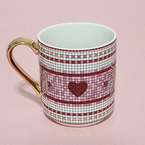 Taza Anthropologie Bistro Azulejo San Valentín Gres Corazón Arco Flecha - Imagen 1 de 7