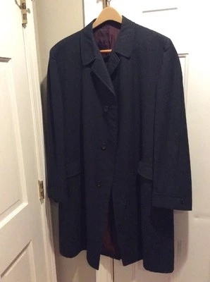 Vintage 60's Botany 500 Daroff Wool Blue Overcoat Coat 44 Reg L Large Hughes - Image 1 of 4